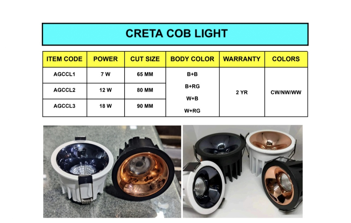 NBS Marine Solutions Creta COB LED recessed adjustable downlights with luxury reflector rings