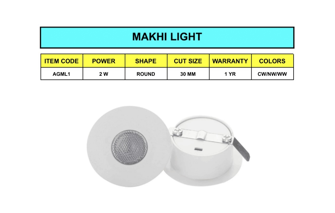 NBS Marine Solutions 2W Makhi LED mini recessed spot downlight in a round white finish