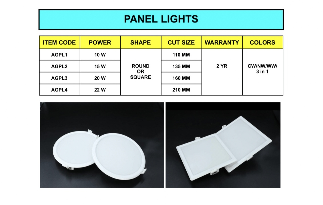 NBS Marine Solutions ultra-slim round and square recessed LED panel lights in white finish