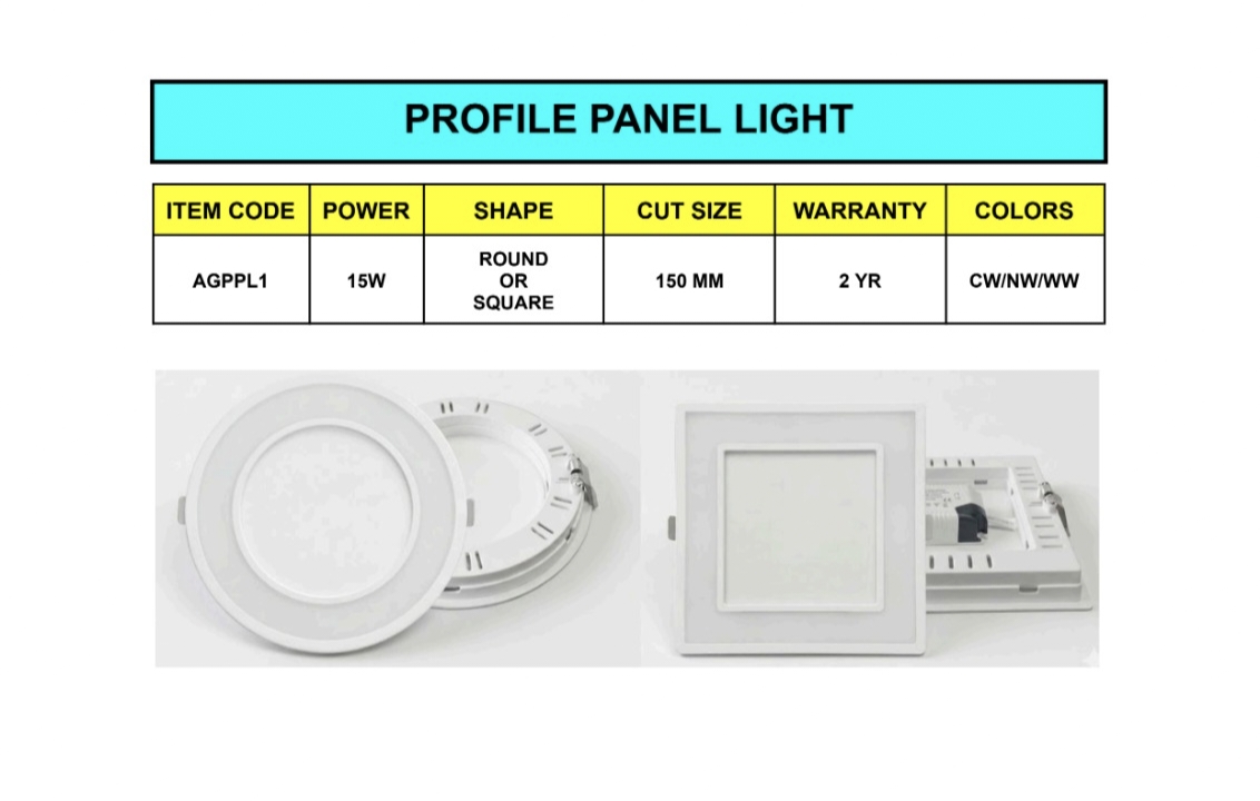 NBS Marine Solutions's Modern LED Lights_15W Profile Panel Light AGPPL1 in round and square shapes