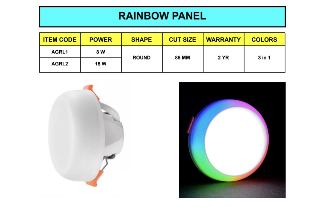 NBS Marine Solutions Rainbow Panel multi-color border 3-in-1 LED recessed ceiling light