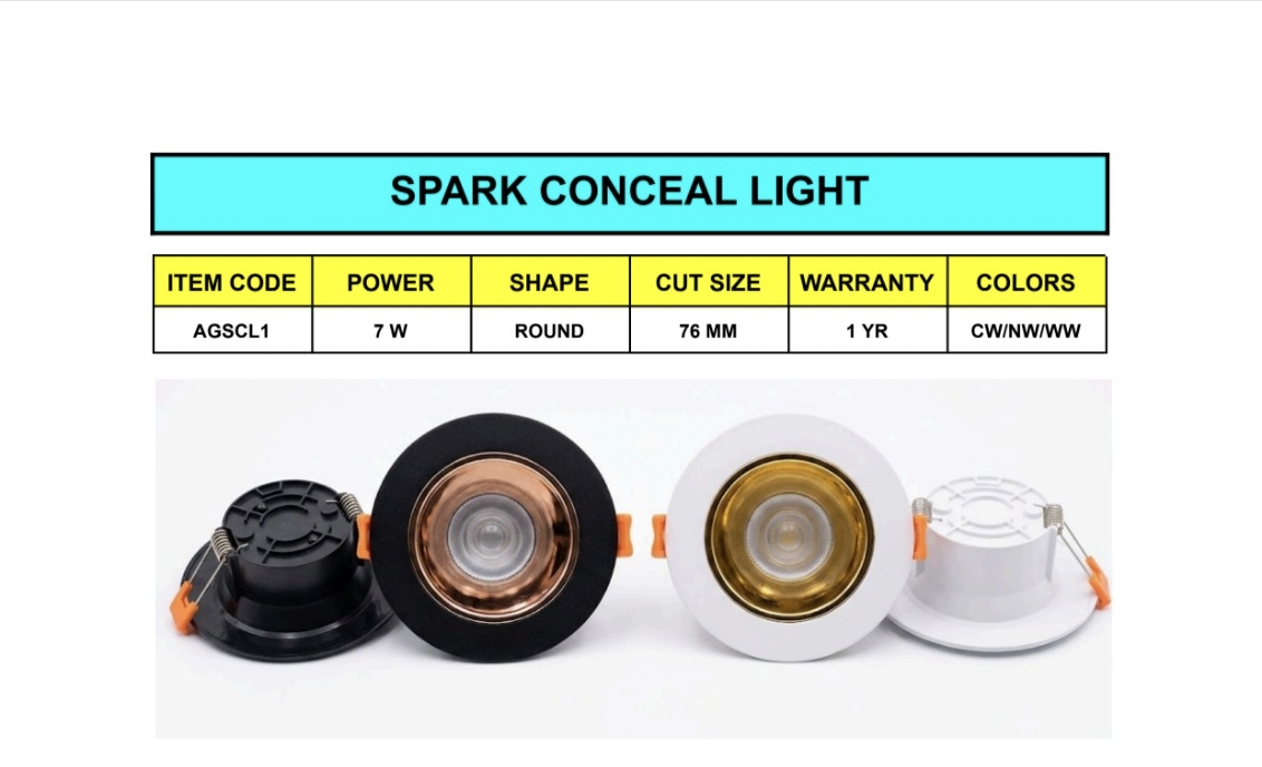 NBS Marine Solutions 7W Spark Conceal LED recessed downlight with premium reflector finishes