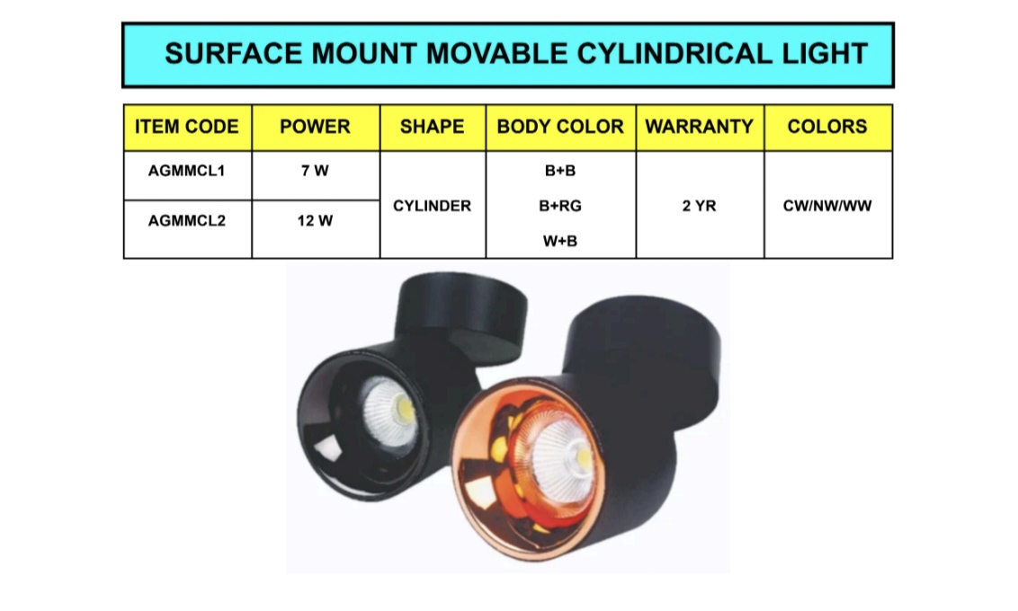 NBS Marine Solutions Surface Mount Movable Cylindrical LED Spotlight fixtures in premium finishes
