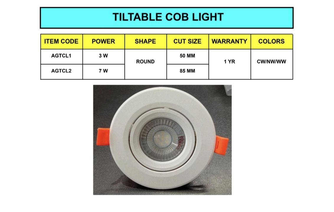 NBS Marine Solutions Tiltable COB LED recessed adjustable spotlight in a round white finish